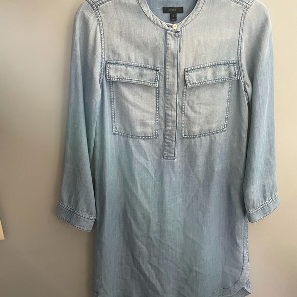 J. Crew small Blue Drapey Chambray Shirtdress - Picture 3 of 8